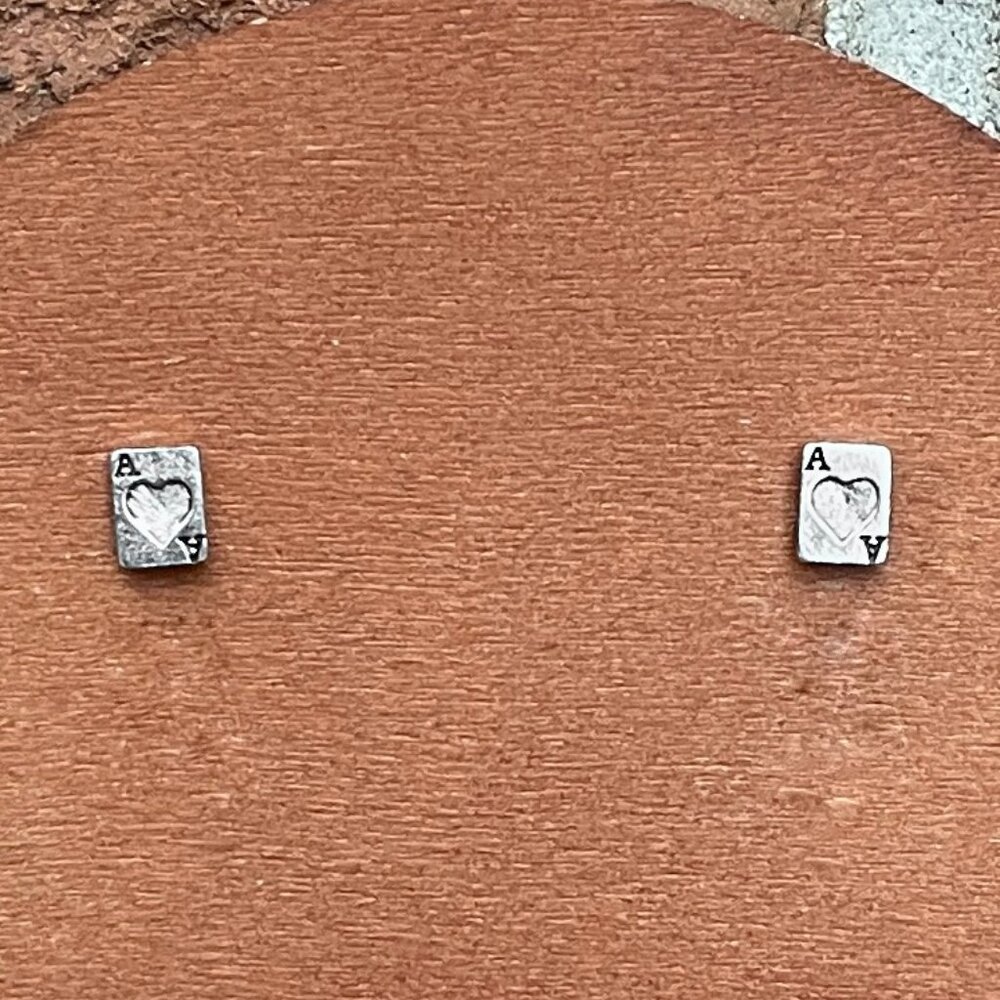 Mini Ace of Hearts Playing Card Stud Earrings